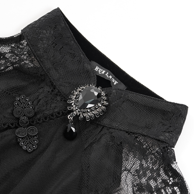 Gothic Zipfel-Minikleid Dark Glamour mit Perlen