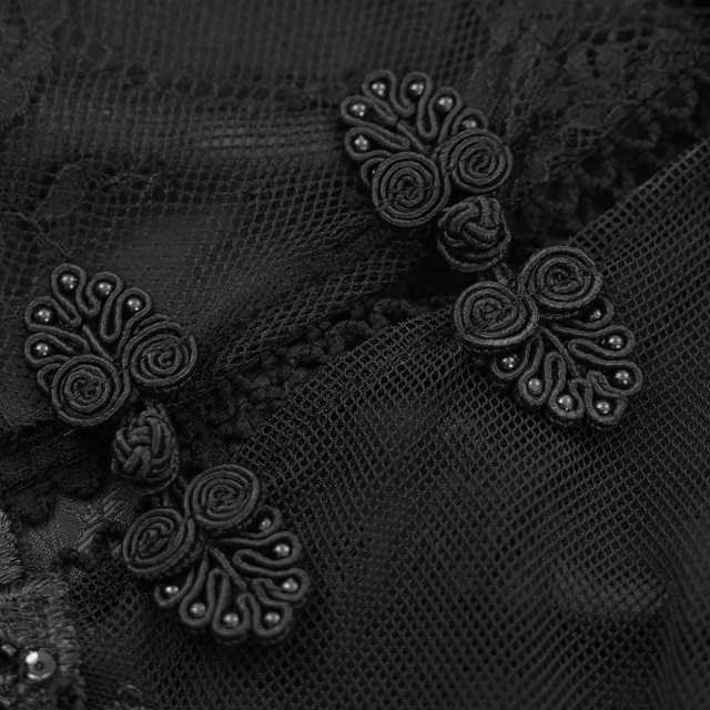 Gothic Zipfel-Minikleid Dark Glamour mit Perlen