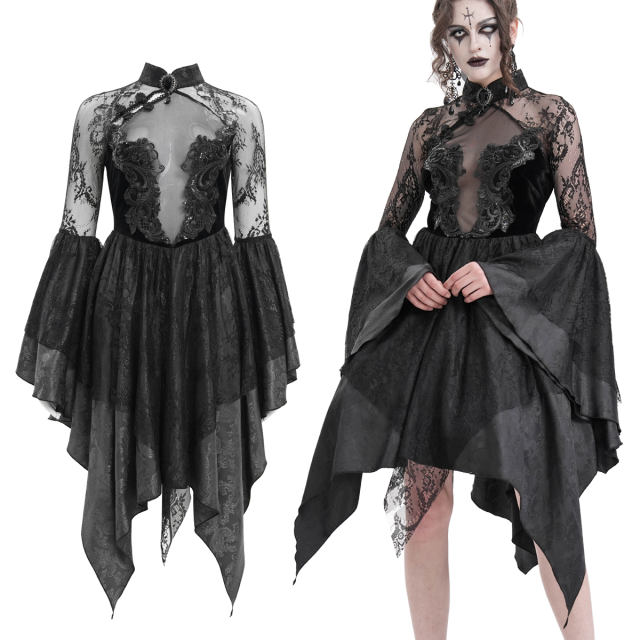 Eva Lady Midi-Gothic-Kleid (ESKT05301) aus schwarzem...