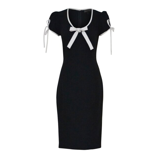 Black Pin-Up-Dress Lamour Noir with white bow - size: XXL