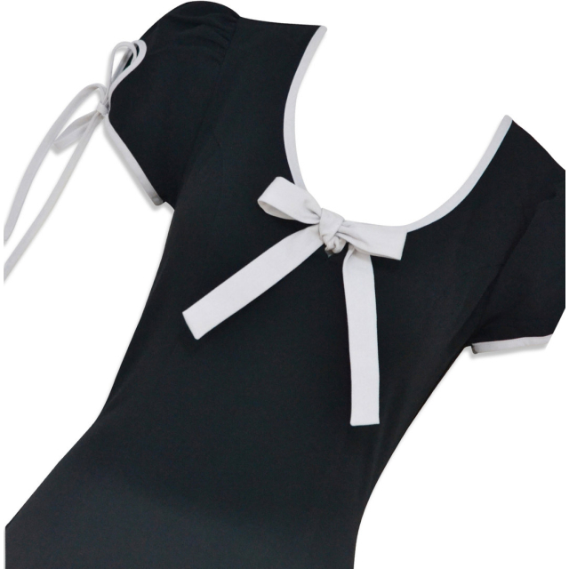 Schwarzes Pin-Up-Dress Lamour Noir mit weißer Schleife - Größe: XXL