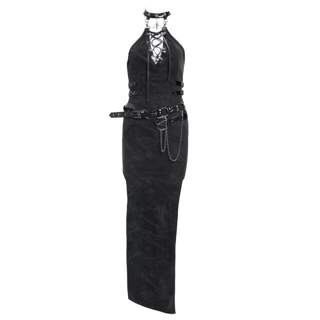 Langes Neckholder Kleid Other Side mit hohen Beinschlitzen L