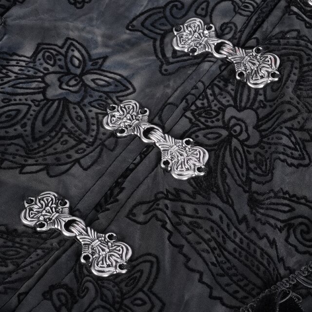 Lange Victorian Goth Vokuhila-Jacke Shadow Soiree mit Kapuze L