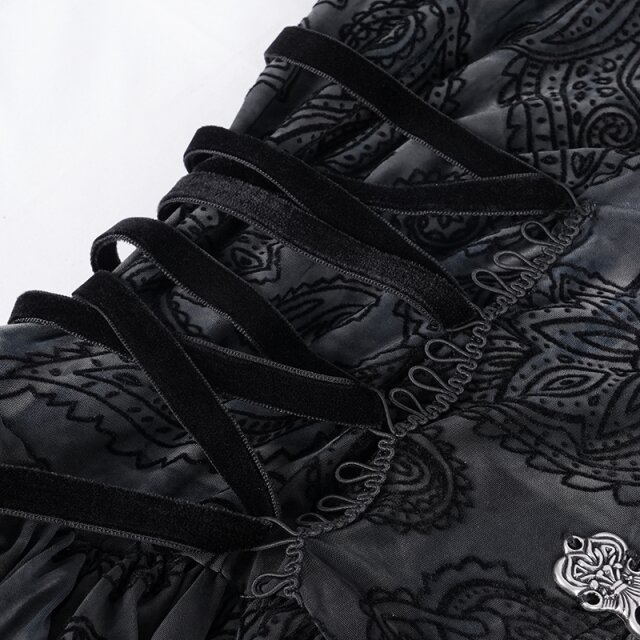 Lange Victorian Goth Vokuhila-Jacke Shadow Soiree mit Kapuze S