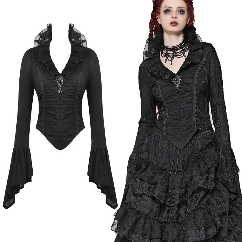 Victorian Goth Shirt with trumpet sleeves | BOUDOIR NOIR