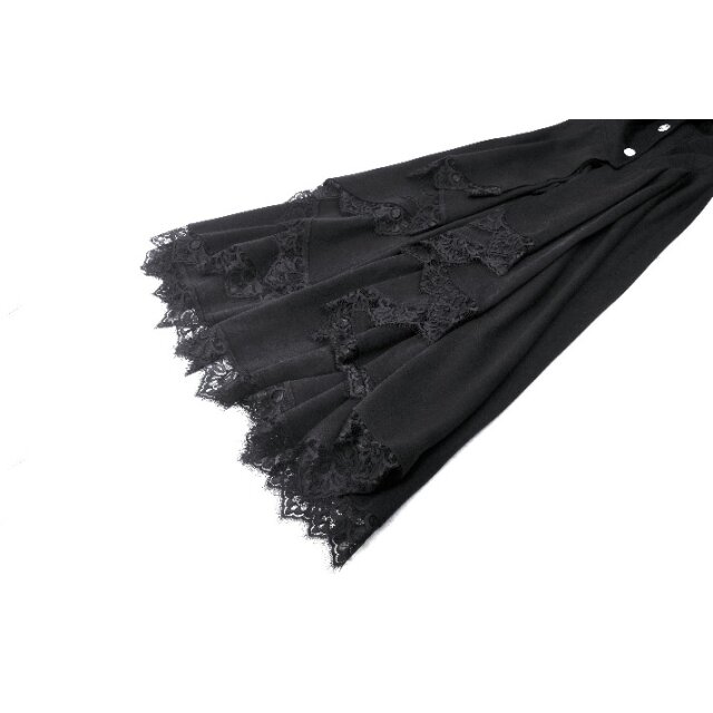 Langer Gothic-Mantel Nocturnal Perfection mit Fake-Fur-Besatz und Kapuze L