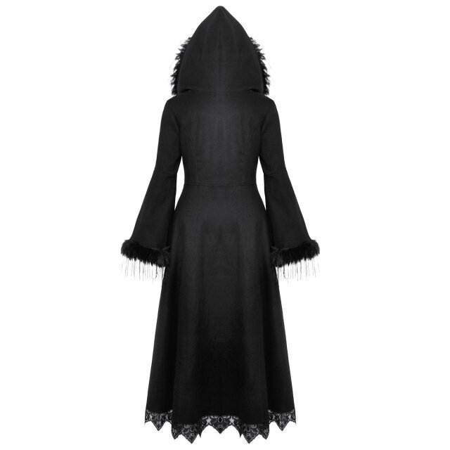 Long gothic coat Nocturnal Perfection with fake fur trim and hood