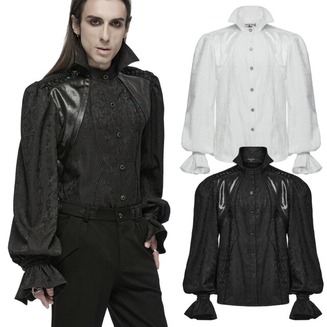 Punk Rave Victorian Goth shirt Mr Monstermacher with vampire collar black
