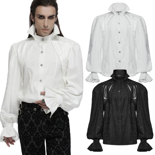 Elegant gothic shirt by Punk Rave (WY-1690BK&WH) with...