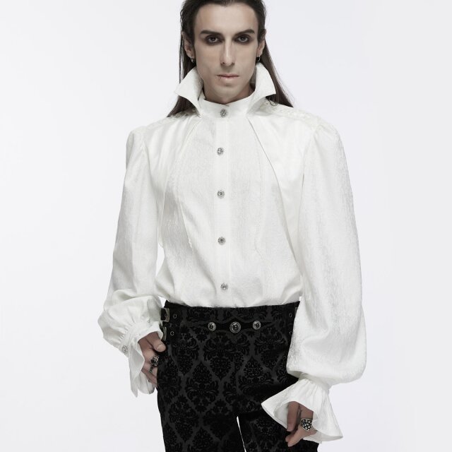 Punk Rave Victorian Goth shirt Mr Monstermacher with vampire collar white