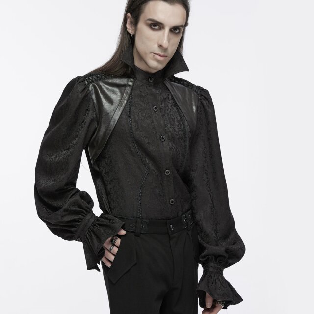 Punk Rave Victorian Goth Hemd Mr. Monstermacher mit Vampirkragen weiß XXL