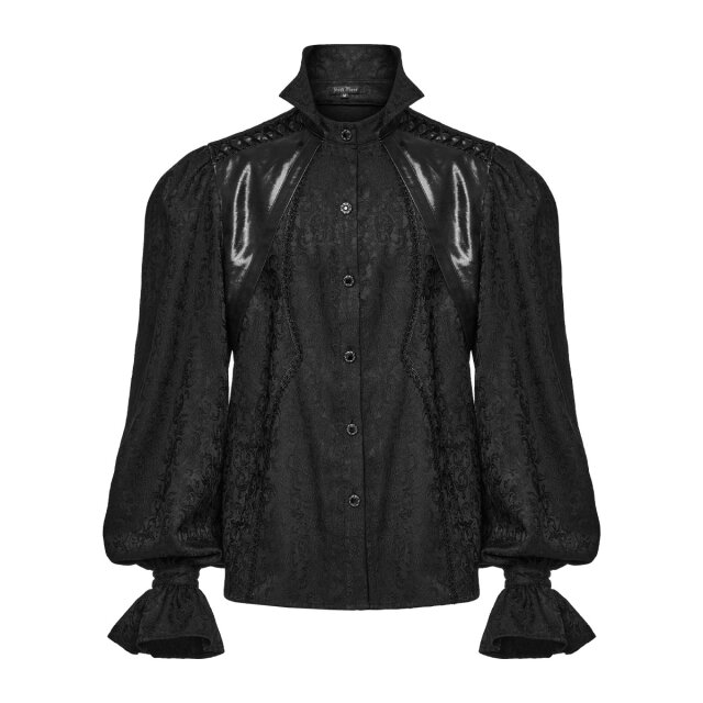 Punk Rave Victorian Goth Hemd Mr. Monstermacher mit Vampirkragen weiß XXL