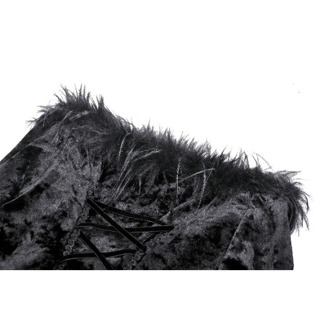 Gothic-Maxi-Samtkleid Dark Czarina mit Fake-Fur Besatz