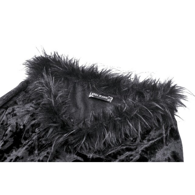 Gothic-Maxi-Samtkleid Dark Czarina mit Fake-Fur Besatz