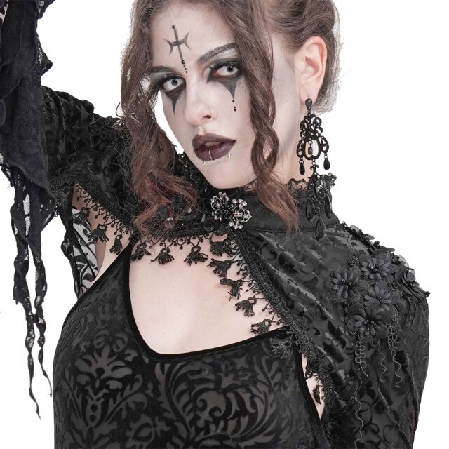 Dunkelromantisches Bolero Spark of Destiny mit 3D-Blüten 3XL-4XL