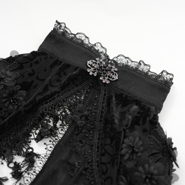 Dunkelromantisches Bolero Spark of Destiny mit 3D-Blüten 3XL-4XL