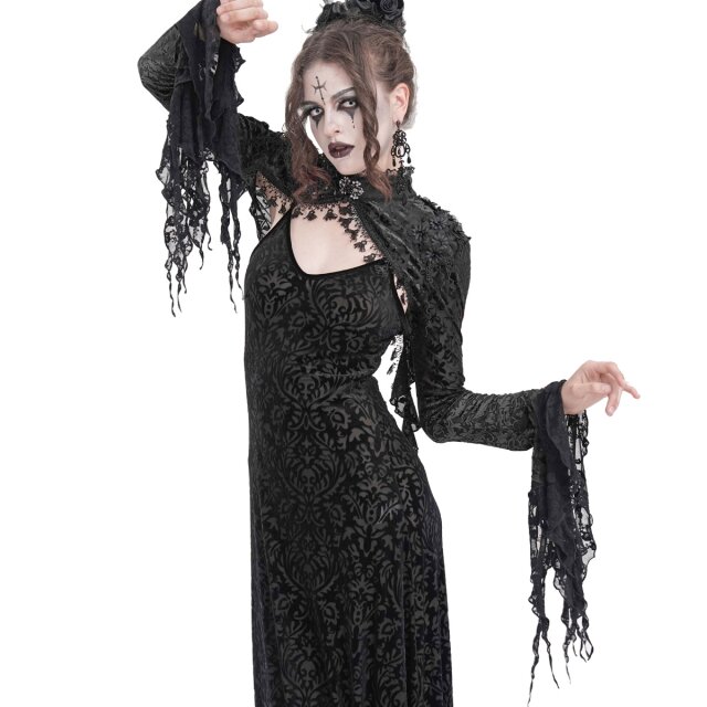 Dunkelromantisches Bolero Spark of Destiny mit 3D-Blüten 3XL-4XL