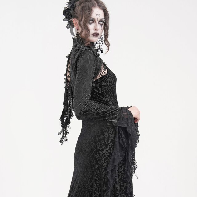 Dunkelromantisches Bolero Spark of Destiny mit 3D-Blüten 3XL-4XL