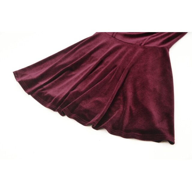 Blood red velvet mini dress Crimson Kiss with lace
