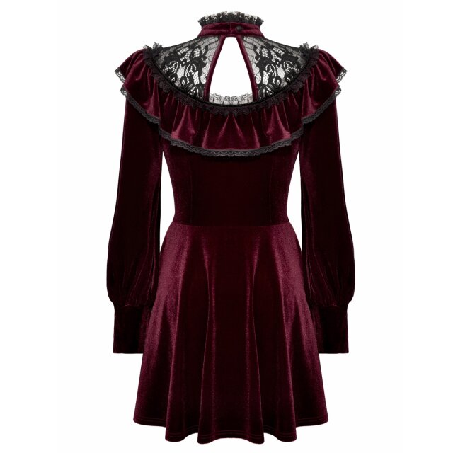 Blutrotes Samtminikleid Crimson Kiss mit Spitze XXL