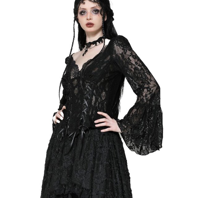 Semi-transparente Spitzenbluse Dark Vices L/XL