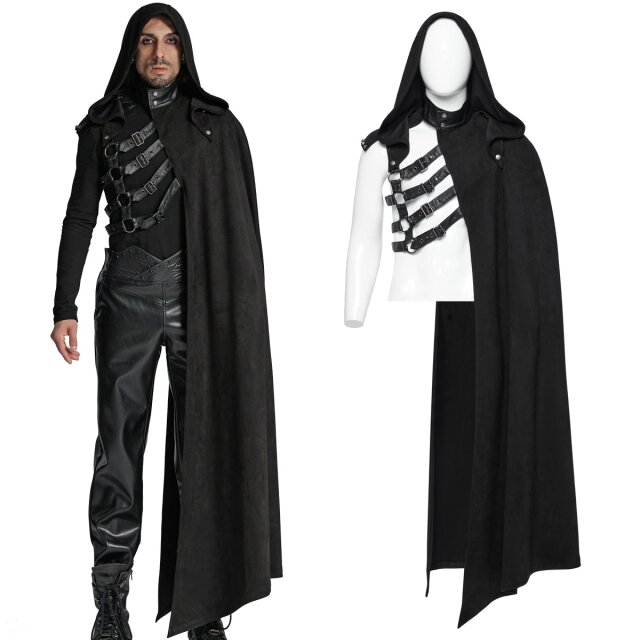 Gothic-Umhang für die linke Schulter (WY-1687BK) aus...
