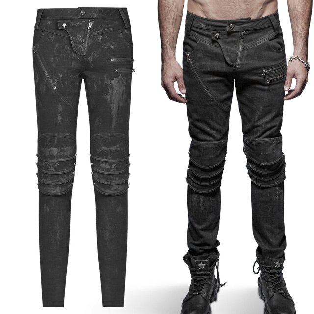 Punk Rave Gothic mens trousers (WK-239BK) made of black...