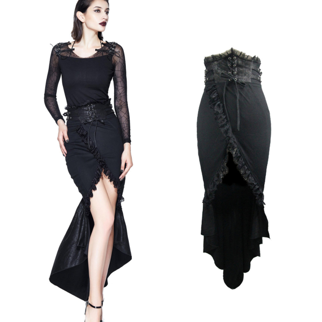Highwaist Gothic-Skirt- Black Swan - size: XXL