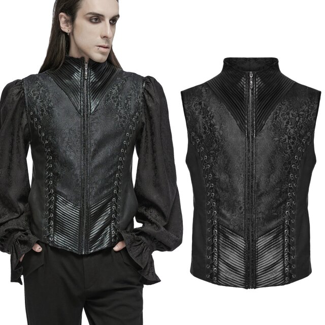 High-necked gothic mens waistcoat (WY-1699BK) from Punk...