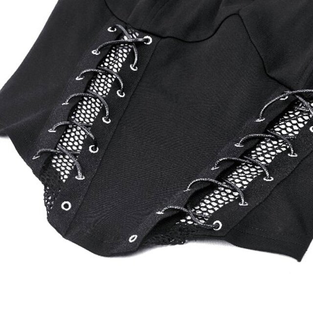 Kurzes Punk Shirt Hellbound mit langen Netz-Ärmeln XXL