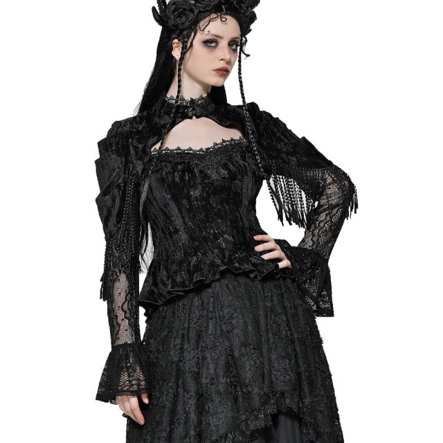 Dunkelromantisches Gothic Langarm-Shirt Wildrose Dreams L