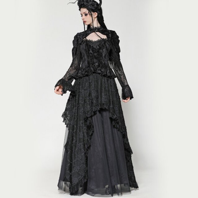 Dunkelromantisches Gothic Langarm-Shirt Wildrose Dreams L