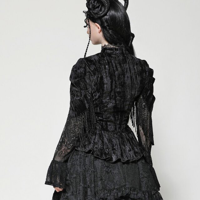 Dunkelromantisches Gothic Langarm-Shirt Wildrose Dreams L