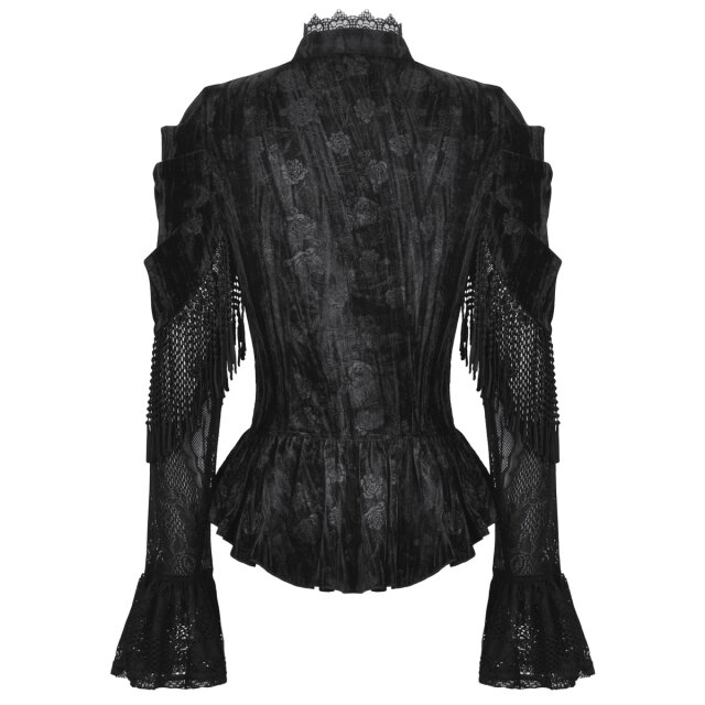 Dunkelromantisches Gothic Langarm-Shirt Wildrose Dreams S