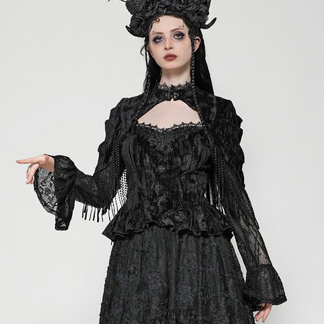 Dunkelromantisches Gothic Langarm-Shirt Wildrose Dreams S