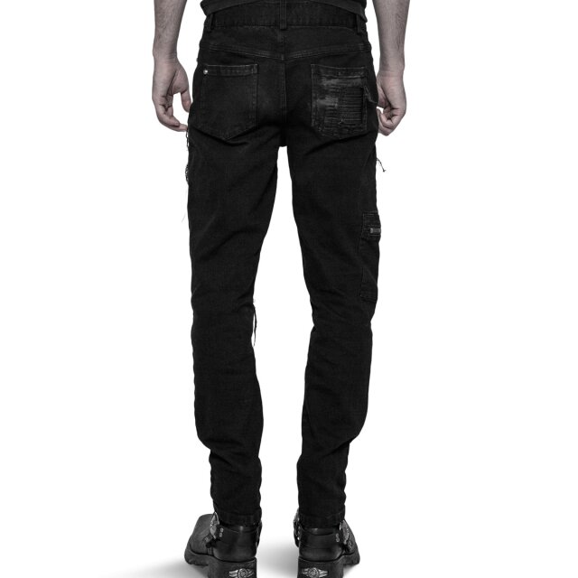 Punk Rave Gothic Jeans Born in the Shadows mit Kordeleinsätzen 3XL