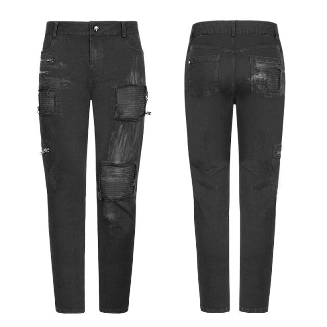 Punk Rave Gothic Jeans Born in the Shadows with corded panels