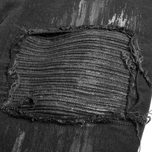 Punk Rave Gothic Jeans Born in the Shadows with corded panels