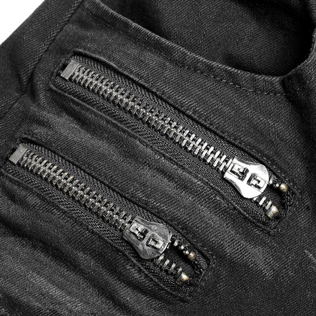 Punk Rave Gothic Jeans Born in the Shadows mit Kordeleinsätzen M
