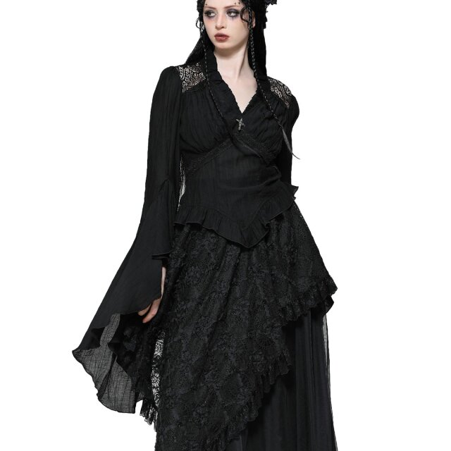 Victorian Goth Bluse Crucifix M