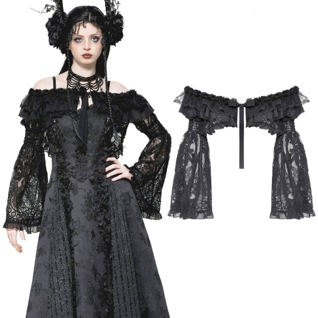 Dark In Love lace bolero (BW157) with Carmen neckline,...