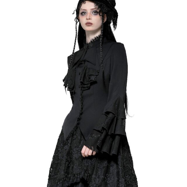 Gothic Bluse Mystic Mourning mit Rüschen L