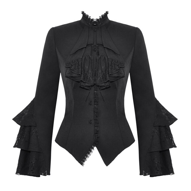 Gothic Bluse Mystic Mourning mit Rüschen M