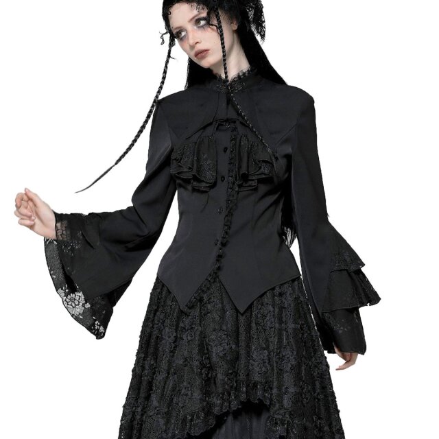 Gothic Bluse Mystic Mourning mit Rüschen M