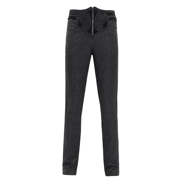 Gothic Hose Stake My Soul in Brokat-Optik mit breitem Bund und Perlenornament S