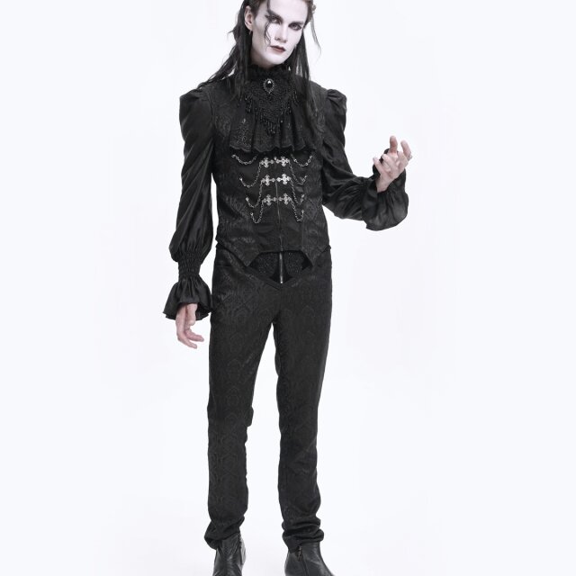 Gothic Hose Stake My Soul in Brokat-Optik mit breitem Bund und Perlenornament S
