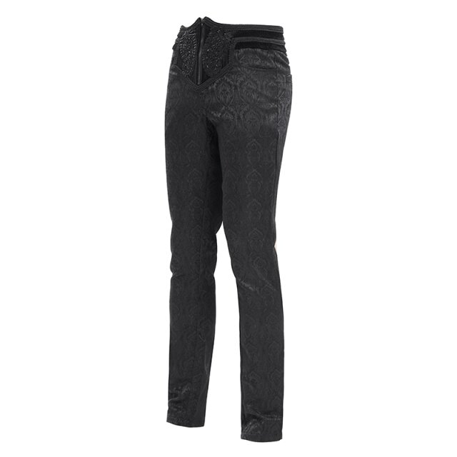 Gothic Hose Stake My Soul in Brokat-Optik mit breitem Bund und Perlenornament XS