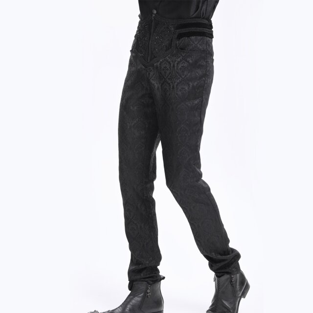 Gothic Hose Stake My Soul in Brokat-Optik mit breitem Bund und Perlenornament XS