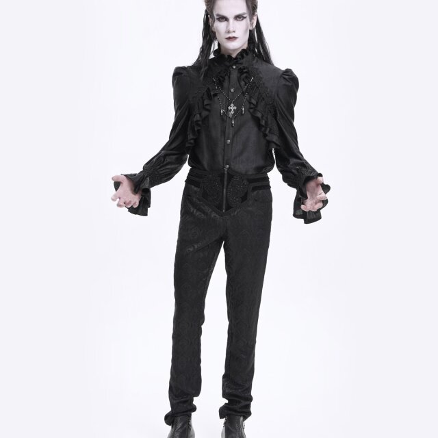 Gothic Hose Stake My Soul in Brokat-Optik mit breitem Bund und Perlenornament XS