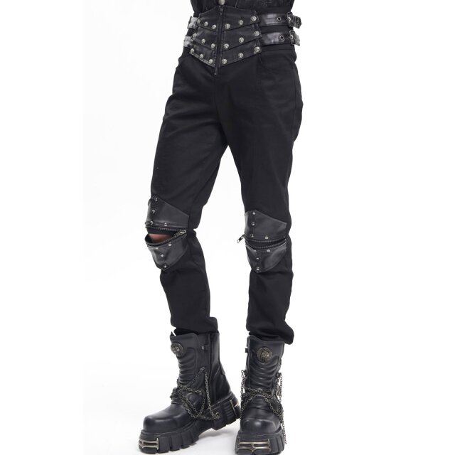 Gothic Jeans Cursed Nights mit Lederpatches XL